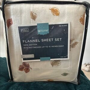 oHome Autumn Leaf Flannel Sheet Set - Cream